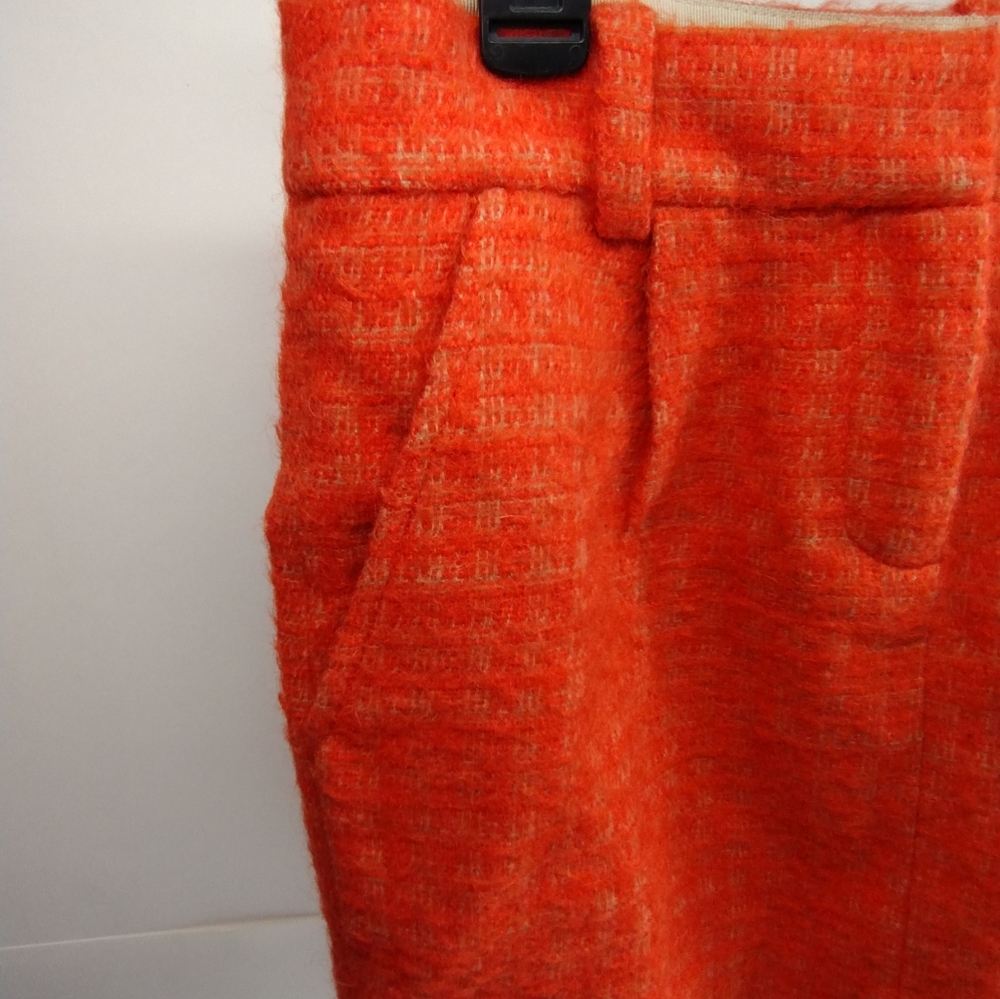 J. Crew Orange Tweed Mini Skirt l Wool And Cotton l Size 0 - Picture 3 of 6